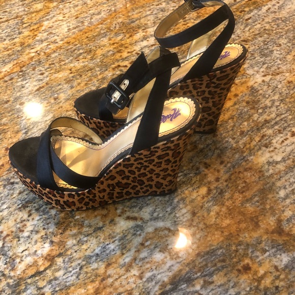 Hale Bob animal print wedge sandals - size 9 - Picture 4 of 9